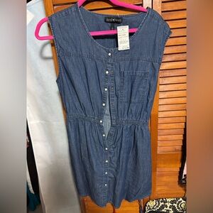 Derek Heart Blue Sleeveless Buttoned Knee-Length dress